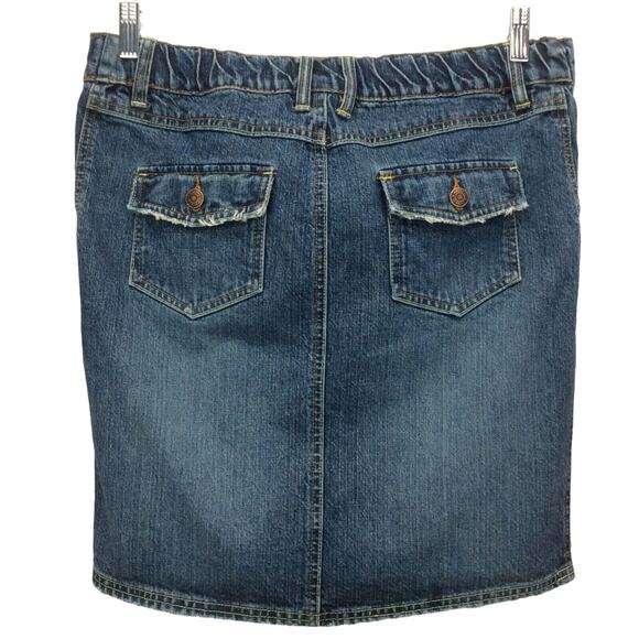 Old Navy Maternity Jean Skirt Women’s Sz S Back Elastic Waist Pockets Low Rise - Picture 6 of 6
